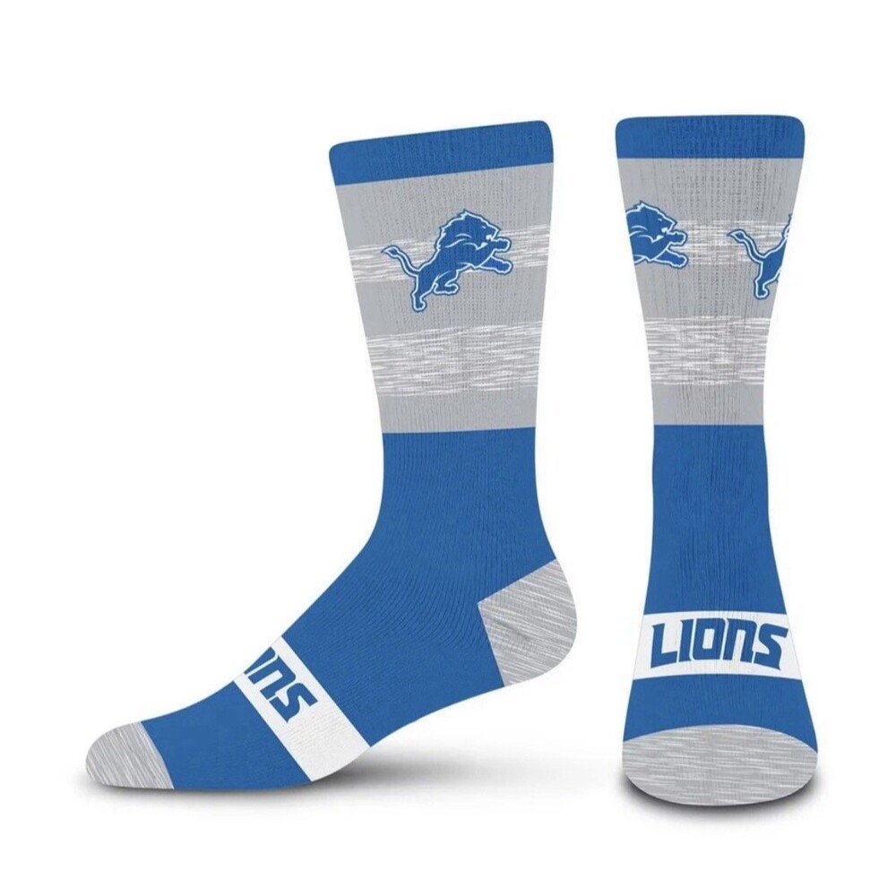 Detroit Lions NFL Football Blue White Gray Crew Socks Unisex LARGE NWT